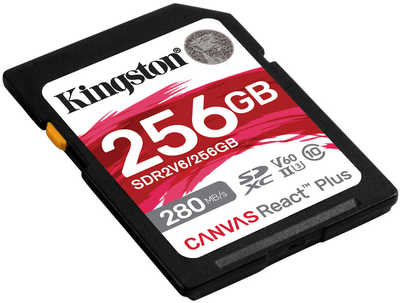 Karta pamięci Kingston SDXC 256GB Canvas React Plus Class 10 UHS-II U3 V60 (SDR2V6/256GB)