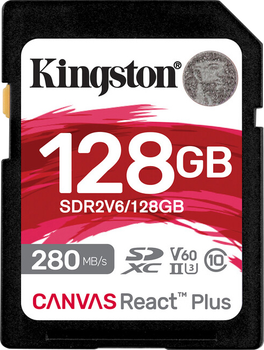 Карта пам'яті Kingston SDXC 128GB Canvas React Plus Class 10 UHS-II U3 V60 (SDR2V6/128GB)