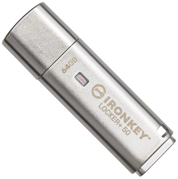 Флеш пам'ять USB Kingston IronKey Locker+ 50 64GB USB 3.2 Silver (IKLP50/64GB)