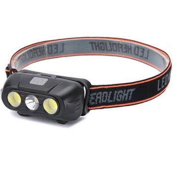 Фонарь налобный KX-215-LED+2COB, 1x18650