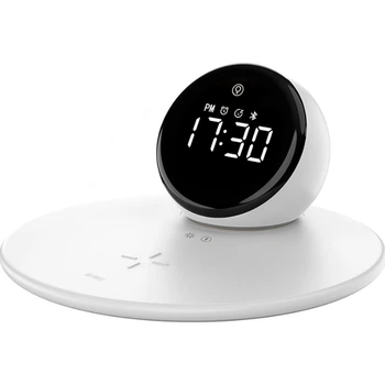 Беспроводное зарядное устройство WiWU Wi-W017 Night Light Wireless Charging Clock Bluetooth Speaker White (6976195093117) [99536]