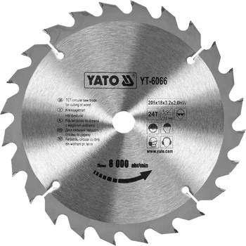 Диск пильный победитовый по дереву YATO 205х18х3.2x2.0 мм 24 зубца до 6000 об/мин (5906083960666)