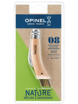 Складаний ніж для грибів 70мм, бук Opinel Inox 08 blister 001250