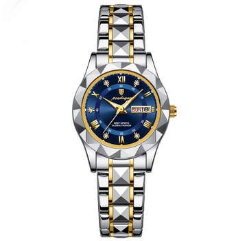 Наручные Кварцевые Женские Часы Poedagar 306 Silver-Gold-Blue