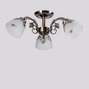 Люстра потолочная Light House SH-18212/3 AB 600*600*200 E27 цвет бронза, плафоны белые&nbsp;узором