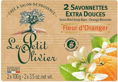 Мыло экстранежное, с экстрактом цветка апельсина - Le Petit Olivier 2 extra mild soap bars-Orange blossom 2x100g (22675-31018820)
