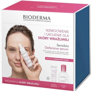 Zestaw do pielęgnacji twarzy Bioderma Xmass 2023 Sensibio Protective Serum do twarzy 30 ml + Krem do twarzy 40 ml + Woda micelarna H2O 100 ml (5902444130389)
