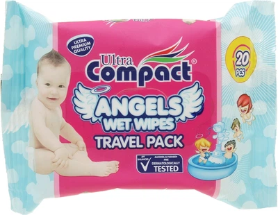 Детские влажные салфетки - Ultra Compact Angels Wet Wipes Travel Pack 20шт (594669-55923)