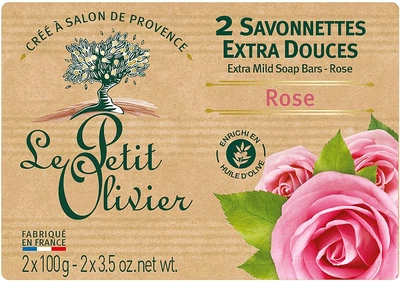 Мило екстраніжне, з екстрактом троянди - Le Petit Olivier - 2 extra mild soap bars - Rose 2x100g (22681-31018761)