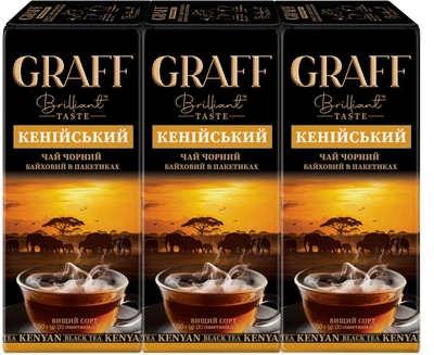 Упаковка чаю чорного GraffKenyan 25 пакетиків х 3шт (4820279610092)