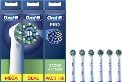 Насадки для электрической зубной щётки Oral-B Pro Cross Action, 6 шт белые (8006540847879)