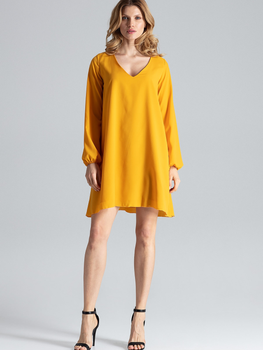 Sukienka trapezowa damska mini Figl M566 L-XL Żółta (5902194340212)