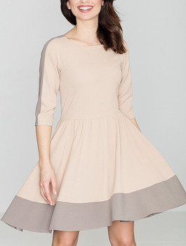 Sukienka trapezowa damska mini Lenitif K057 S Beżowa (5902194304993)