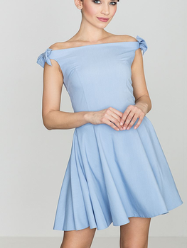 Sukienka trapezowa damska mini Lenitif K170 XL Błękitna (5902194307345)