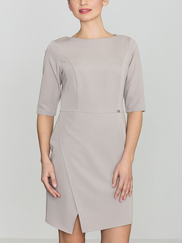 Sukienka damska elegancka Lenitif K200 XL Beżowa (5902194311588)