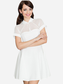 Sukienka trapezowa damska mini Lenitif K399 XL Ecru (5902194332873)