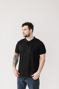 Чоловіча футболка мілітарі-поло з липучками для шевронів, чорний, розмір S
