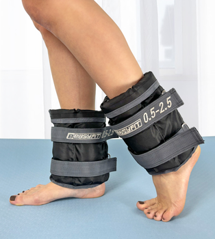 Утяжелители EasyFit (TNS-0525) регулируемые 0,5 - 2,5 кг для ног и рук (наборной утяжелитель, пара по 2,5 кг с регулируемым весом)