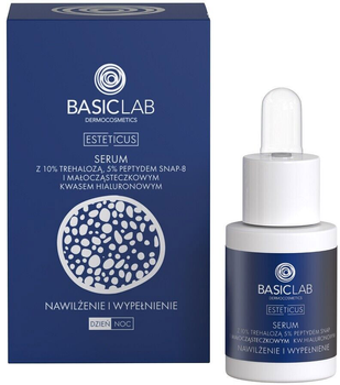 Сироватка для обличчя BasicLab Esteticus Serum з 10% трегалози, 5% пептиду SNAP-8 і низькомолекулярною гіалуроновою кислотою 15 мл (5907637951505)