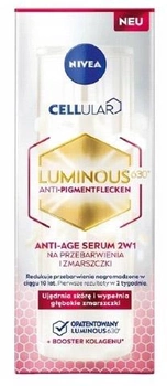 Serum do twarzy Nivea Cellular Luminous 630 Serum Anti-Age 2 in 1 przeciwzmarszczkowy redukujący przebrawienia 30 ml (4006000018089)