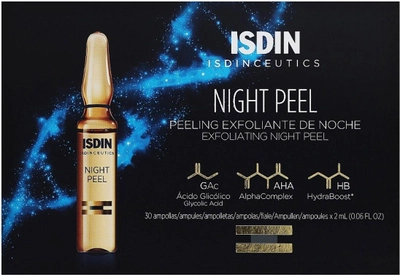 Złuszczające serum do twarzy na noc Isdin Night Peel Exfoliating Night Peeling w ampułkach 30 x 2 ml (8429420136571)
