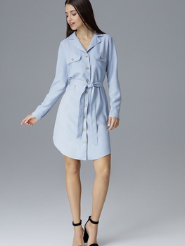 Плаття-сорочка міді літнє жіноче Figl M630 XL Голубе (5902194359689)