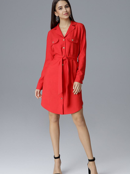 Плаття-сорочка міді літнє жіноче Figl M630 L Червоне (5902194359559)