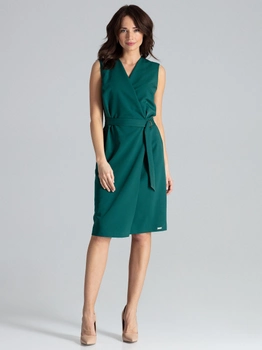 Плаття на запах міді літнє жіноче Lenitif L037 XL Зелене (5902194368643)