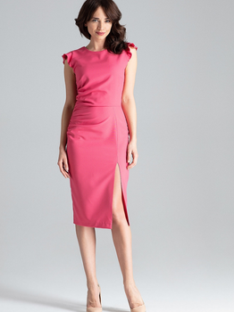 Sukienka ołówkowa damska midi Lenitif L034 S Różowa (5902194365932)