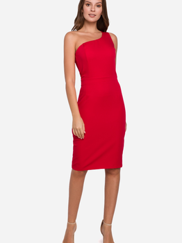 Sukienka ołówkowa damska z rozcięciem Makover K003 S Czerwona (5903068457463)