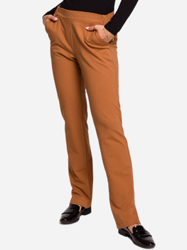 Spodnie slim fit damskie BeWear B124 S Karmelowe (5903068447945)