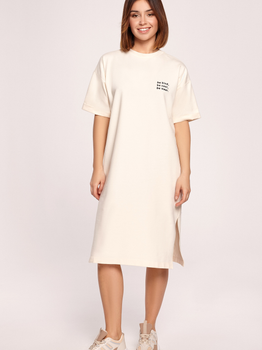 Плаття-футболка міді літнє жіноче BeWear B194 XL Кремове (5903887620376)