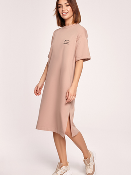 Плаття-футболка міді літнє жіноче BeWear B194 2XL Капучіно (5903887620482)