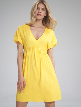 Sukienka trapezowa damska mini Figl M766 L-XL Żółta (5902194390187)