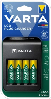 Зарядний пристрій Varta LCD Plug Charger + 4 x 2100 mAh AA/AAA/Krona
