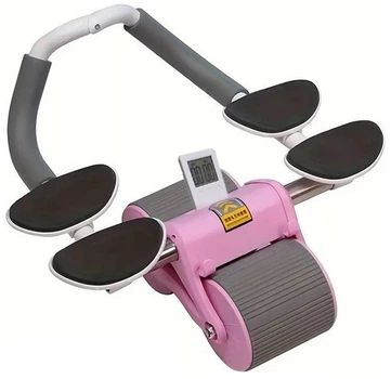 Фитнес колесо для пресса RIAS Double Wheel с&nbsp;упорами для локтей Purple-Grey (3_04682)