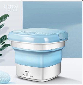 Пральна машина переносна складна Maxtop washing machine 2690 силіконова, Синя з білим