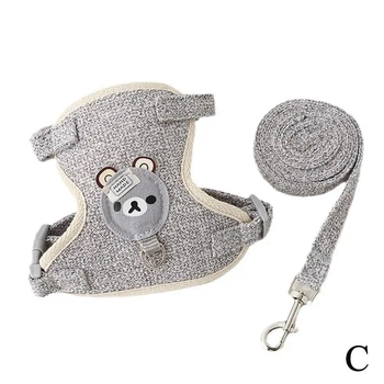 Шлей з повідцем для собак і кішок дрібних порід "ЧАКI" Gray Size S "Довжина 120 см ширина 1 см