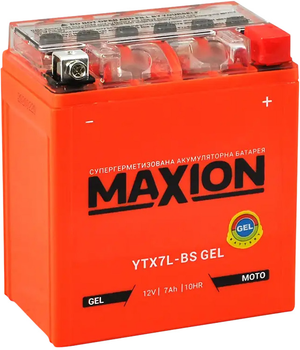 Мото аккумулятор Maxion YTX7L-BS GEL 12 В 7 А/час 75 A (4820219072232)