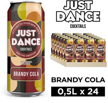 Упаковка слабоалкогольного напитка Just Dance Brandy Cola 7% 0.5 л х 24 шт (4820229039447)