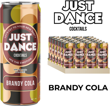 Упаковка слабоалкогольного напитка Just Dance Brandy Cola 7% 0.33 л х 24 шт (4820229039430)