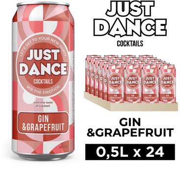 Упаковка слабоалкогольного напитка Just Dance Gin&Grapefruit 7% 0.5 л х 24 шт (4820229038372)