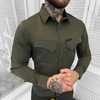 Мужская крепкая Рубашка Combat RipStop на пуговицах с карманами олива размер XL