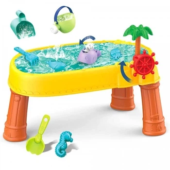 Столик-песочница для песка и воды 2 в 1 Beach Toys, лейка, ковш, формочки, мельница (HG 1126)