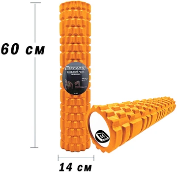 Массажный ролик-валик для МФР и йоги EasyFit Grid Roller v3.1 60 см роллер-массажер для спины, ног, рук и шеи EF-2037-OR Оранжевый (56000974)