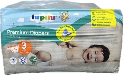 Підгузки дитячі Lupilu soft&dry 3 розмір, 6-10 кг, 56 шт