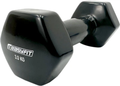 Гантель для фітнесу EasyFit 3 кг 1 шт. з вініловим покриттям цільна лита нерозбірна Чорна (EF-0030-BK) (56003013)