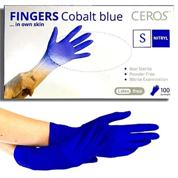 Рукавички нітрилові (сині),100 шт (50 пар) CEROS, S