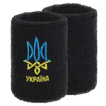 Напульсники спортивные махровые Україна для тренировок бега баскетбола SP-Sport Fit 9273 2шт Black
