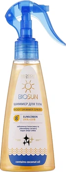 Шимер для тела Bioton Cosmetics BioSun Body Shimmer Spray SPF 8 с кокосовым маслом, 150 мл